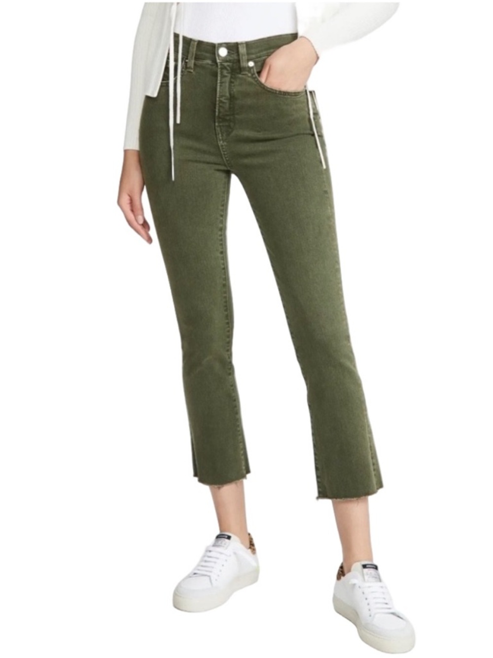 Veronica Beard Carly Kick Flare Green Stretchy Pant Size 26